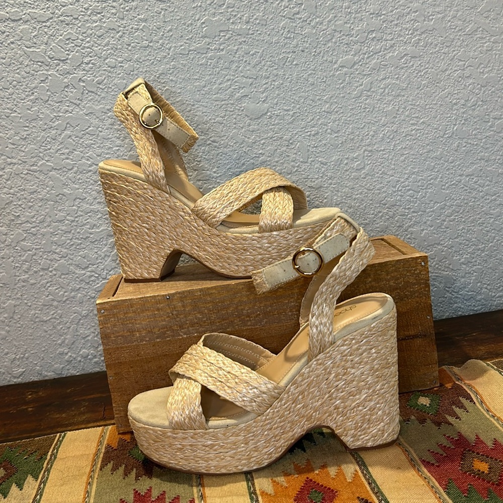 Shoe dazzle ankle strap wedge heels